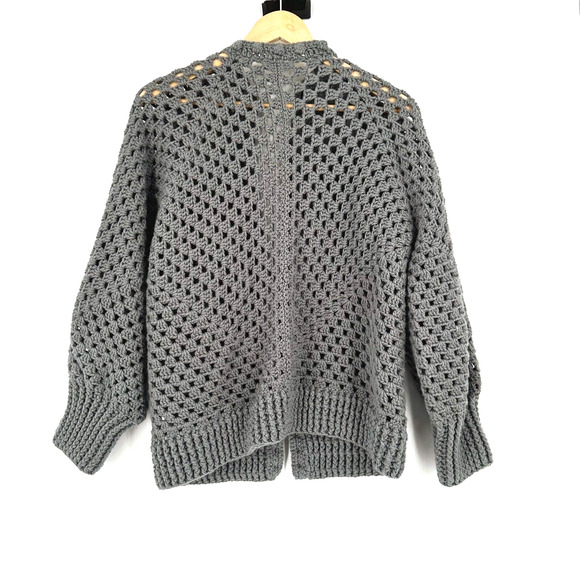 Womens Handmade Crochet Open Front Cardigan Large Open Knit Cottagecore Boho - Picture 4 of 4